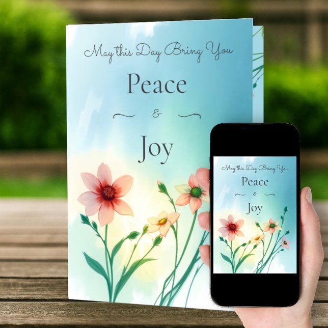 Peace & Joy Summer Spring Flowers Birthday Card (Creator Uploaded)