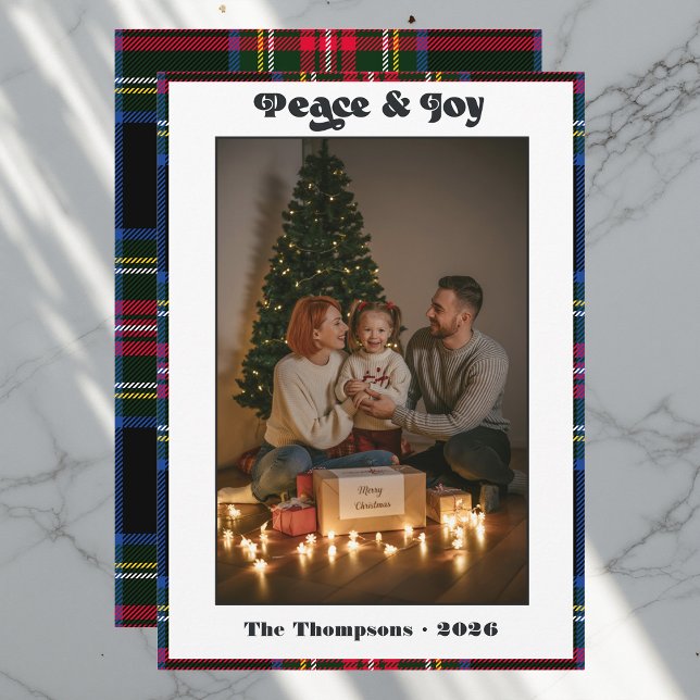 Peace & Joy Tartan Plaid Family Christmas Photo Holiday Card (Peace & Joy Tartan Plaid Family Christmas Photo Holiday Card)