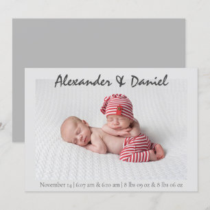 Peace & Joy Twin Boys Birth Annoucement Invitation