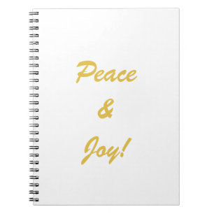 Peace & Joy typography script in gold colour Notebook