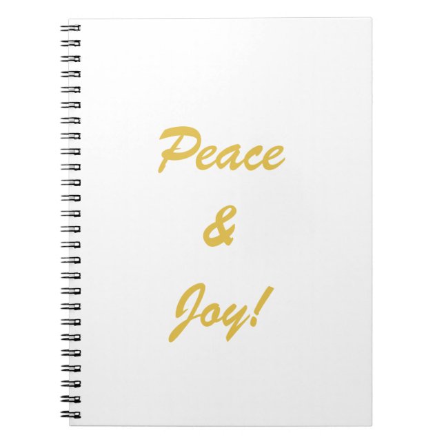 Peace & Joy typography script in gold colour Notebook (Front)