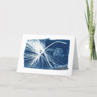 Peace & Joy White Pine Cyanotype Blank Holiday Card