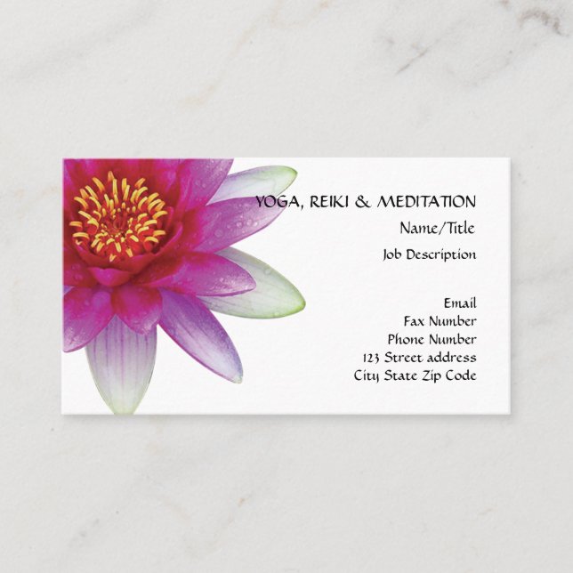Peace l Beautiful Pink Lotus Flower/Water Lily Business Card (Front)