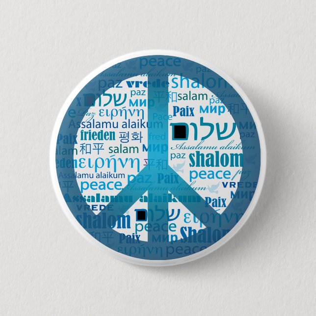 Peace Language 6 Cm Round Badge (Front)