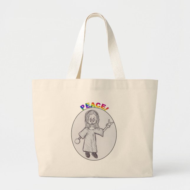 peace! large tote bag (Front)