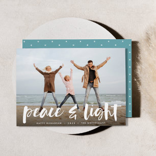Peace & Light   Full Photo Hanukkah Holiday Card