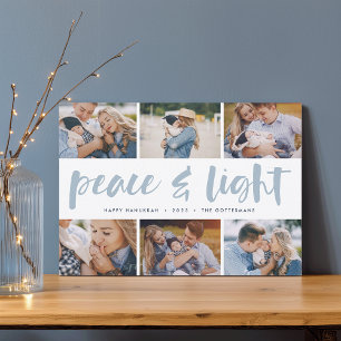 Peace & Light Hanukkah Photo Collage Holiday Card