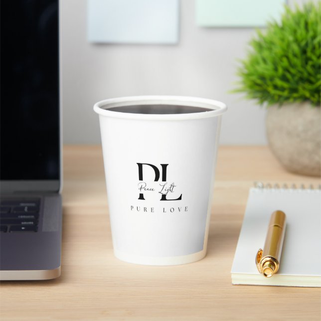“Peace Light – Pure Love Logo Paper Cups (Insitu)