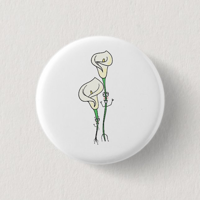 peace lilies, cute flower themed 3 cm round badge (Front)