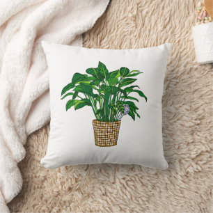 Peace Lily Hand drawn Plant Cushion