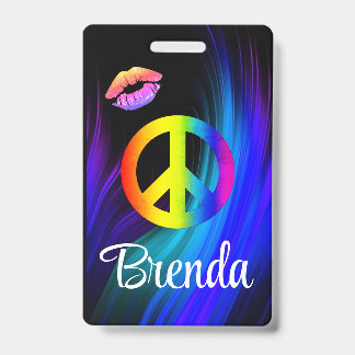 Peace lips tag ID badge