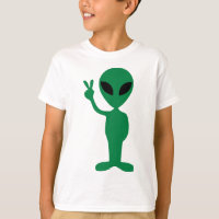 Peace Little Green Man Alien Silhouette