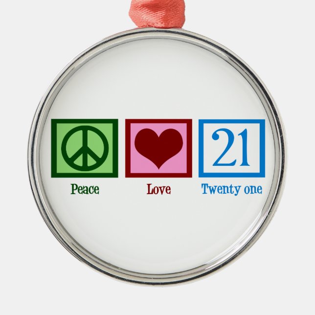 Peace Love 21 Metal Tree Decoration (Front)