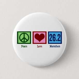 Peace Love 26.2 Marathon Runner 6 Cm Round Badge