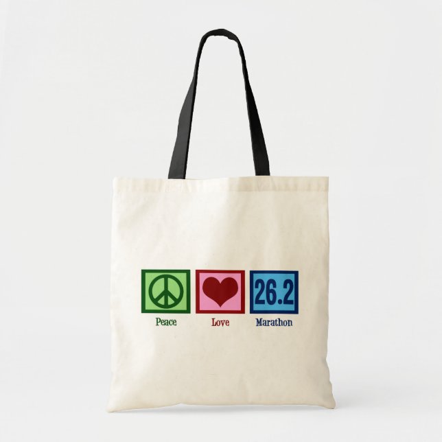Peace Love 26.2 Marathon Runner Tote Bag (Front)