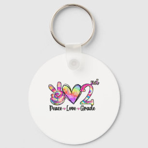 Peace Love 2nd Grade Tie Dye Ck To School Teacher Key Ring