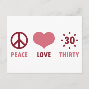 Peace Love 30th Birthday Gifts Postcard