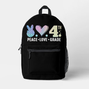 Peace Love 4th Grade Back To School  Printed Backpack