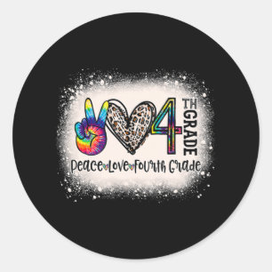Peace Love 4th Grade Girls Teacher Back To School Classic Round Sticker
