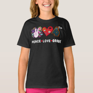 Peace Love 4th Grade Squad Back to School Fourth T-Shirt