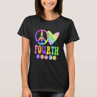 Peace Love 4th Grade Tie Dye Back To School Teache T-Shirt