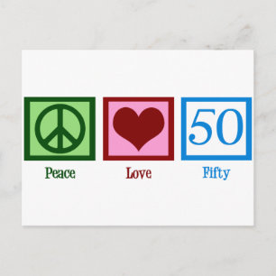 Peace Love 50th Birthday Cute Party Postcard