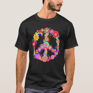 Peace Love 60 S 70 S Hippie Costume Colourful Flo T-Shirt