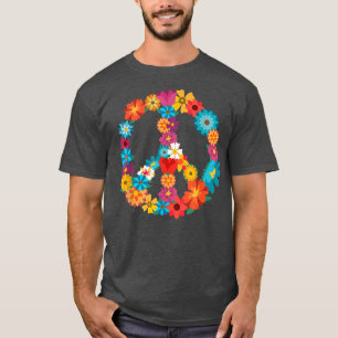 Peace Love 60's 70's Hippie Costume Colorful Flo T-Shirt