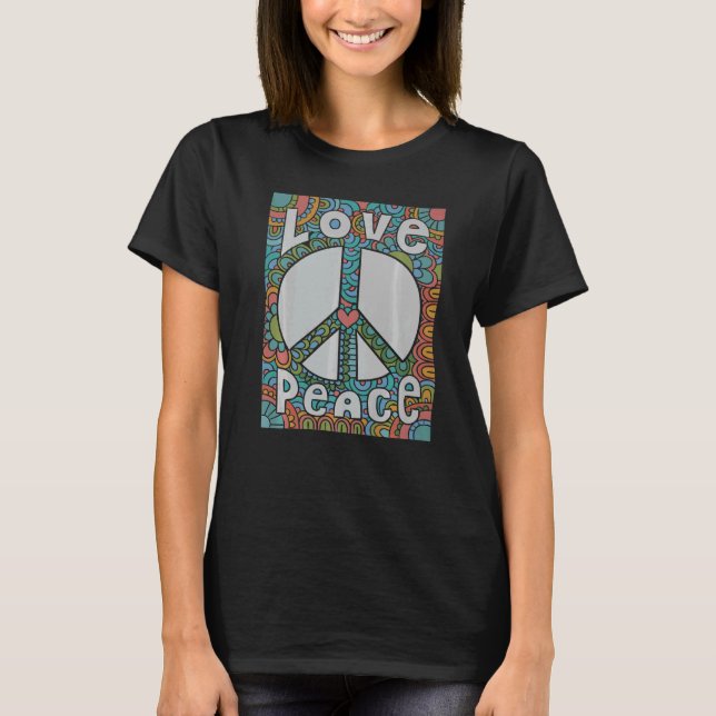 Peace Love 60s 70s Tie Die Groovy Hippie Costume H T-Shirt (Front)