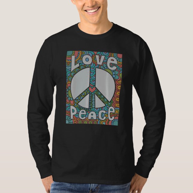 Peace Love 60s 70s Tie Die Groovy Hippie Costume H T-Shirt (Front)