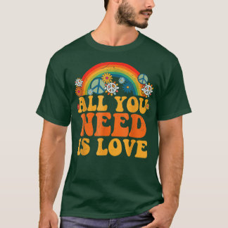 Peace Love 60s 70s Tie Dye Groovy Hippie Costume H T-Shirt