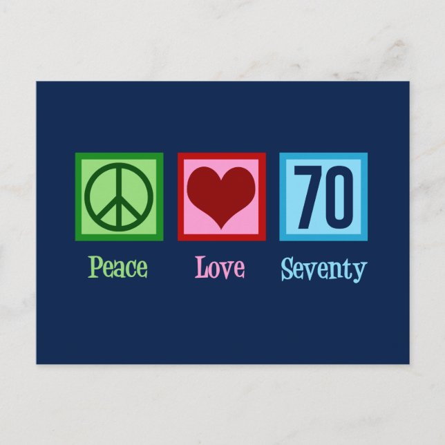 Peace Love 70th Birthday Postcard (Front)