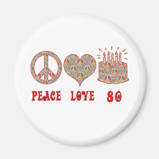 Peace Love 80 Magnet (Front)