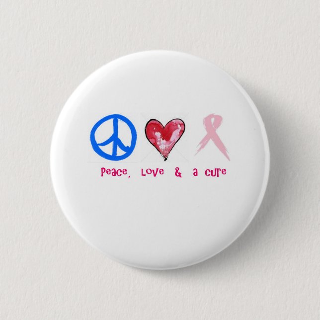 peace, love & a cure 6 cm round badge (Front)