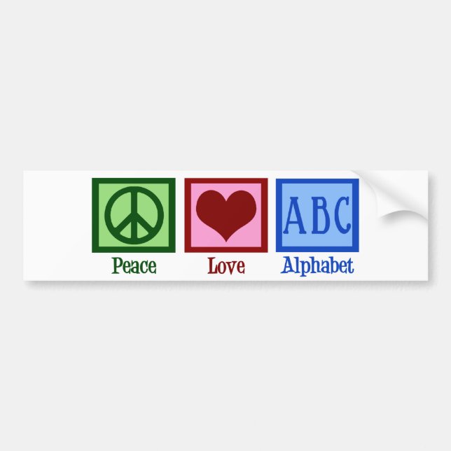 Peace Love ABC's Bumper Sticker (Front)