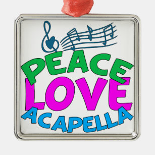 Peace Love Acapella Metal Tree Decoration