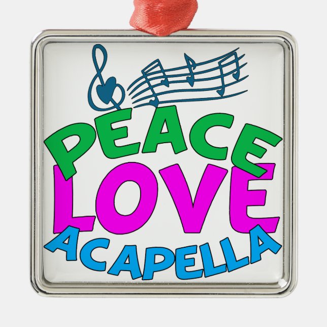 Peace Love Acapella Metal Tree Decoration (Front)