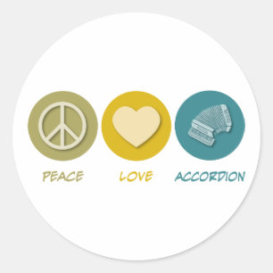Peace Love Accordion Classic Round Sticker
