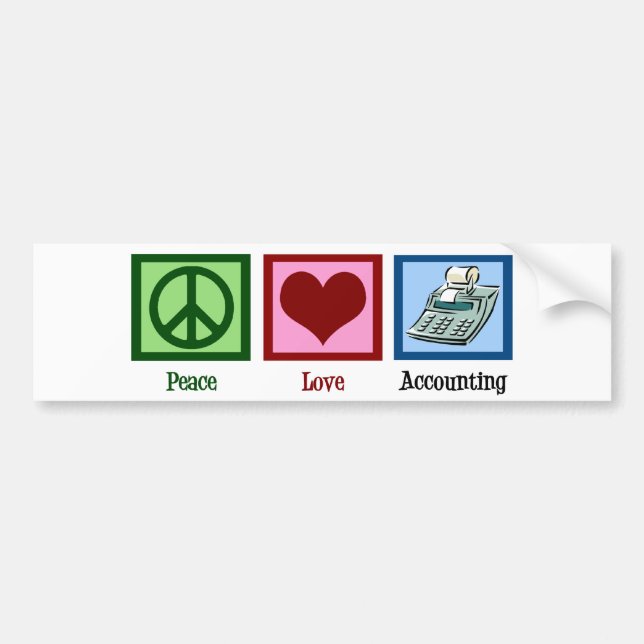 Peace Love Accounting Bumper Sticker (Front)
