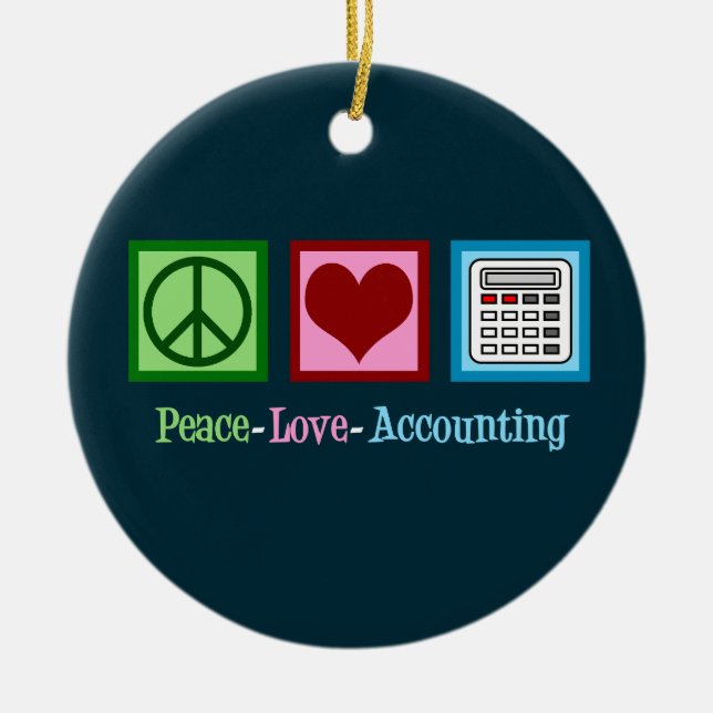 Peace Love Accounting Ceramic Tree Decoration (Front)