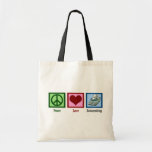 Peace Love Accounting Tote Bag<br><div class="desc">A peace sign,  heart,  and a calculator for a good accountant. A CPA would love this gift.</div>