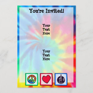 Peace, Love,  Acoustic Guitars Invitation