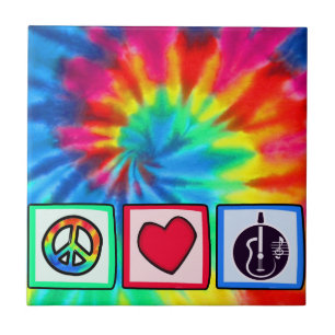 Peace, Love, Acoustic Guitars Tile