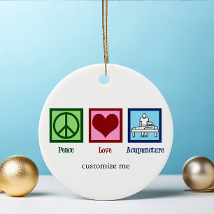 Peace Love Acupuncture Cute Custom Christmas Ceramic Tree Decoration
