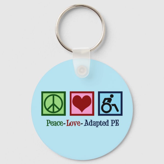Peace Love Adapted PE Teacher Key Ring (Front)