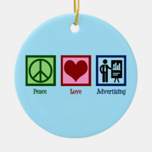 Peace Love Advertising Executive Ceramic Tree Decoration