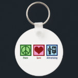 Peace Love Advertising Executive Key Ring<br><div class="desc">Peace Love Advertising. A cute ad exec gift for an executive who advertises and creates ads for a business or company. Cool advertisement manager present.</div>
