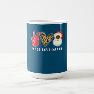 Peace Love African American Santa Claus Christmas Coffee Mug