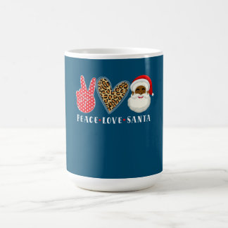 Peace Love African American Santa Claus Christmas Coffee Mug