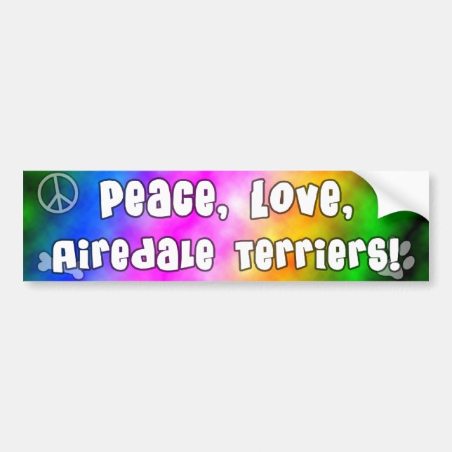 Peace Love Airedale Terriers Bumper Sticker (Front)
